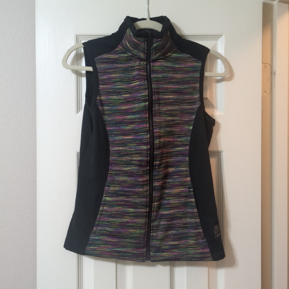 Black and Multicolor Zip-Up Vest